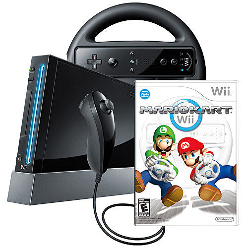 Nintendo Black Wii Console w/ Mario Kart