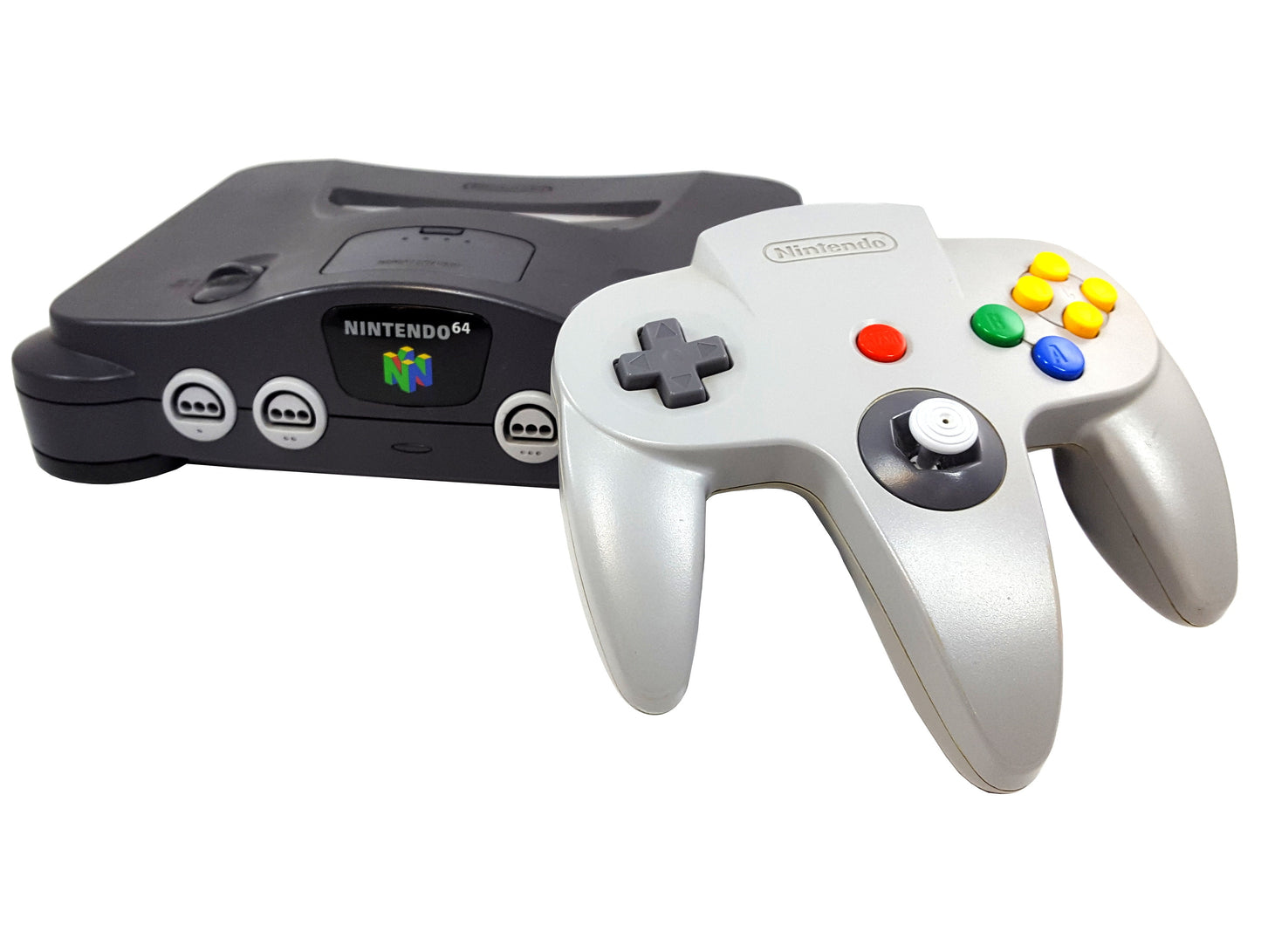 Nintendo 64 Console - Black with Controller and Cables.