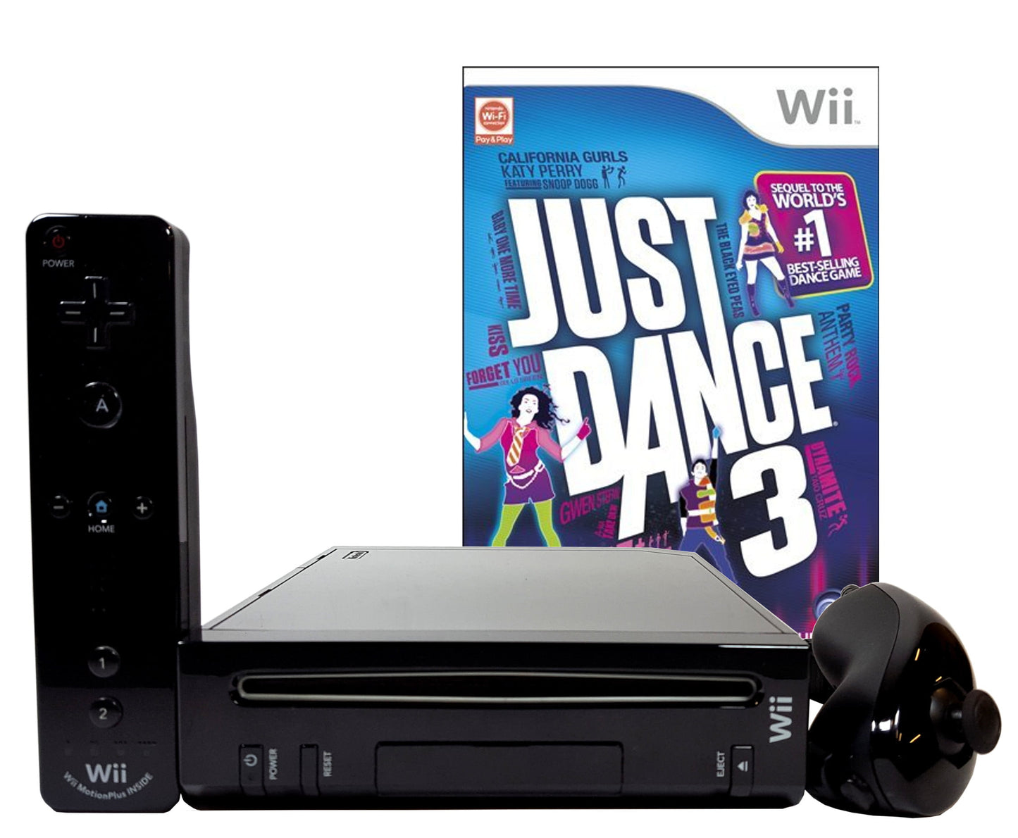 Restored Black Nintendo Wii Console with Just Dance 3 Motion Plus (Refurbished)