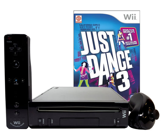 Restored Black Nintendo Wii Console with Just Dance 3 Motion Plus (Refurbished)