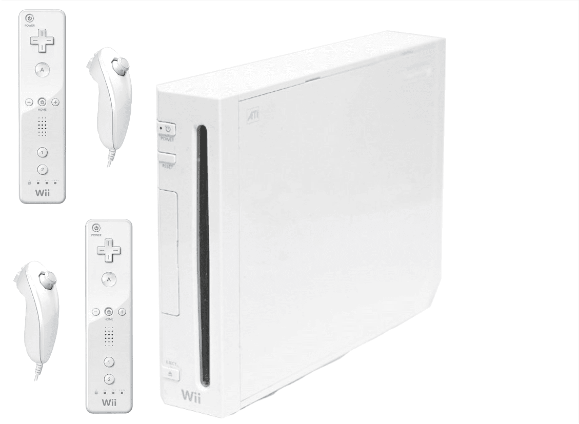White Wii Console System Bundle 2 Sets of Controllers - Pre-owned