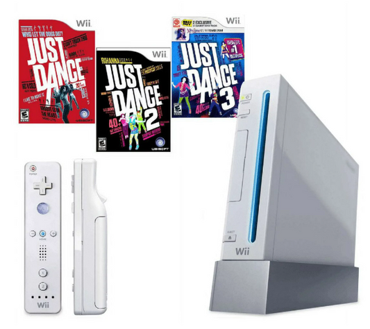 Nintendo Wii Console - Just Dance bundle 1 2 3 with 2 controllers