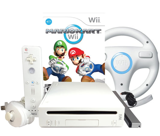 Nintendo Wii Console with Mario Kart Wii and Wheel - Refurbished