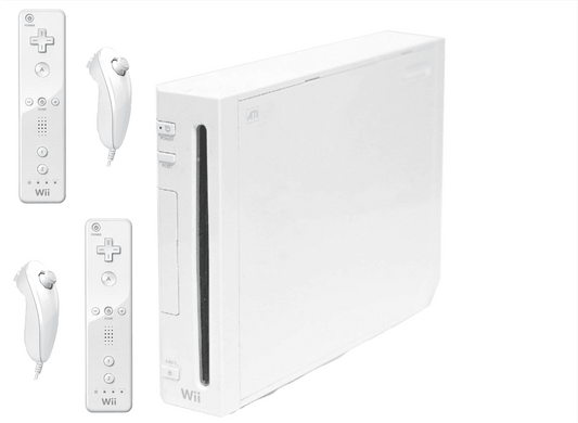 White Wii Console System Bundle 2 Sets of Controllers - Pre-owned