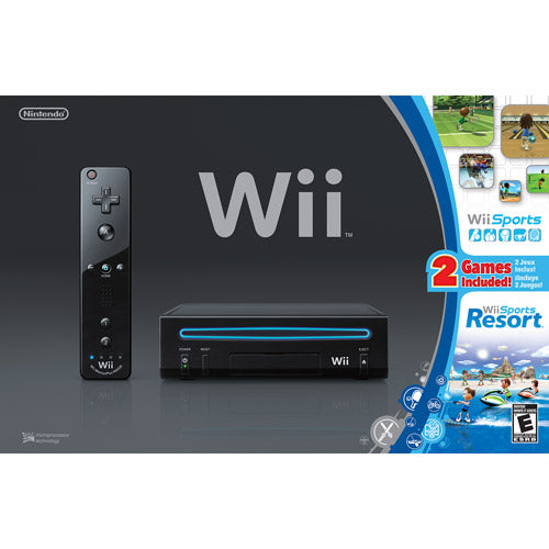 WII Console Black w/Wii Sports and Wii Sports Resort 