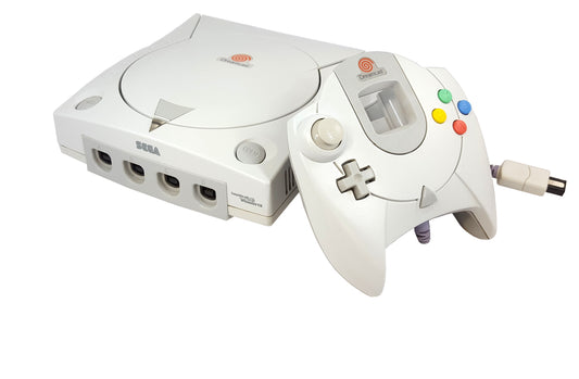Used Sega Dreamcast Video Game Console with Matching Controller White and Cables
